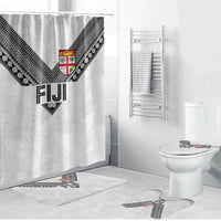 Rugby Fiji Bathroom Set Fijian Masi Tribal Sporty Style White Color - Polynesian Pride
