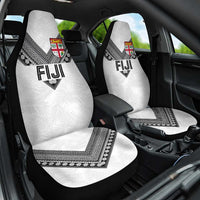 Rugby Fiji Car Seat Cover Fijian Masi Tribal Sporty Style White Color - Polynesian Pride