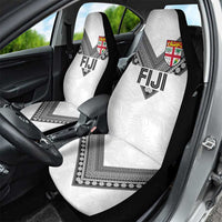 Rugby Fiji Car Seat Cover Fijian Masi Tribal Sporty Style White Color - Polynesian Pride