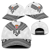 Rugby Fiji Classic Cap Fijian Masi Tribal Sporty Style White Color - Polynesian Pride