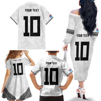 Custom Rugby Fiji Family Matching Off The Shoulder Long Sleeve Dress and Hawaiian Shirt Fijian Masi Tribal Sporty Style White Color - Polynesian Pride