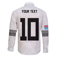 Custom Rugby Fiji Family Matching Puletasi and Hawaiian Shirt Fijian Masi Tribal Sporty Style White Color - Polynesian Pride
