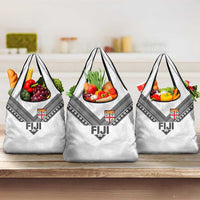 Rugby Fiji Grocery Bag Fijian Masi Tribal Sporty Style White Color - Polynesian Pride