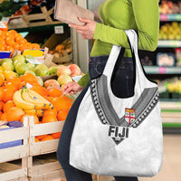 Rugby Fiji Grocery Bag Fijian Masi Tribal Sporty Style White Color - Polynesian Pride