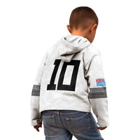 Custom Rugby Fiji Kid Hoodie Fijian Masi Tribal Sporty Style White Color - Polynesian Pride