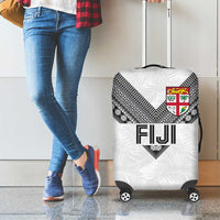 Rugby Fiji Luggage Cover Fijian Masi Tribal Sporty Style White Color - Polynesian Pride