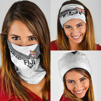 Rugby Fiji Neck Gaiter Fijian Masi Tribal Sporty Style White Color - Polynesian Pride