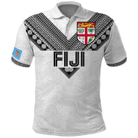 Custom Rugby Fiji Polo Shirt Fijian Masi Tribal Sporty Style White Color - Polynesian Pride