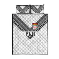 Rugby Fiji Quilt Bed Set Fijian Masi Tribal Sporty Style White Color - Polynesian Pride