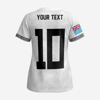 Custom Rugby Fiji Scrub Top Fijian Masi Tribal Sporty Style White Color - Polynesian Pride