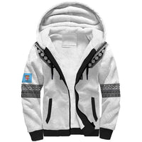 Custom Rugby Fiji Sherpa Hoodie Fijian Masi Tribal Sporty Style White Color - Polynesian Pride