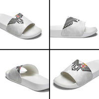 Rugby Fiji Slide Sandals Fijian Masi Tribal Sporty Style White Color - Polynesian Pride