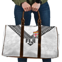 Rugby Fiji Travel Bag Fijian Masi Tribal Sporty Style White Color - Polynesian Pride
