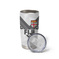 Custom Rugby Fiji Tumbler Cup Fijian Masi Tribal Sporty Style White Color - Polynesian Pride