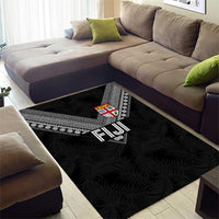 Rugby Fiji Area Rug Fijian Masi Tribal Sporty Style Black Color - Polynesian Pride