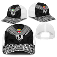 Rugby Fiji Baseball Net Cap Fijian Masi Tribal Sporty Style Black Color - Polynesian Pride