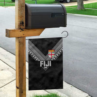 Rugby Fiji Garden Flag Fijian Masi Tribal Sporty Style Black Color - Polynesian Pride