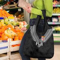 Rugby Fiji Grocery Bag Fijian Masi Tribal Sporty Style Black Color - Polynesian Pride
