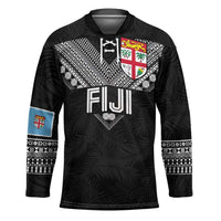 Custom Rugby Fiji Hockey Jersey Fijian Masi Tribal Sporty Style Black Color - Polynesian Pride
