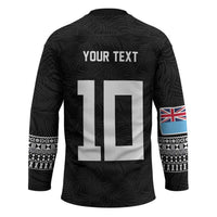Custom Rugby Fiji Hockey Jersey Fijian Masi Tribal Sporty Style Black Color - Polynesian Pride