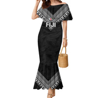 Custom Rugby Fiji Mermaid Dress Fijian Masi Tribal Sporty Style Black Color - Polynesian Pride