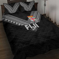 Rugby Fiji Quilt Bed Set Fijian Masi Tribal Sporty Style Black Color - Polynesian Pride