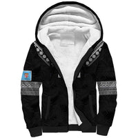 Custom Rugby Fiji Sherpa Hoodie Fijian Masi Tribal Sporty Style Black Color - Polynesian Pride