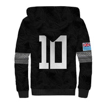 Custom Rugby Fiji Sherpa Hoodie Fijian Masi Tribal Sporty Style Black Color - Polynesian Pride
