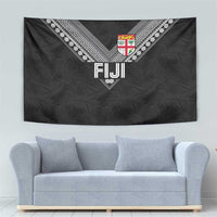 Rugby Fiji Tapestry Fijian Masi Tribal Sporty Style Black Color - Polynesian Pride
