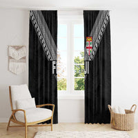 Rugby Fiji Window Curtain Fijian Masi Tribal Sporty Style Black Color - Polynesian Pride