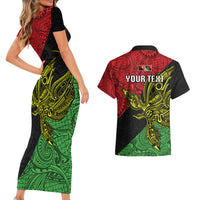 Personalised Papua New Guinea Southern Highlands Province Couples Matching Short Sleeve Bodycon Dress and Hawaiian Shirt PNG Birds Of Paradise Polynesian Arty Style LT03 - Polynesian Pride