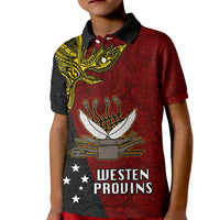 Personalised Papua New Guinea Western Province Kid Polo Shirt PNG Birds Of Paradise Polynesian Arty Style LT03 Kid Red - Polynesian Pride