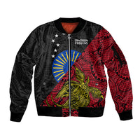 Papua New Guinea Sandaun Province Sleeve Zip Bomber Jacket PNG Birds Of Paradise Polynesian Arty Style LT03 Unisex Red - Polynesian Pride