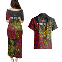 Personalised Papua New Guinea Sandaun Province Couples Matching Puletasi Dress and Hawaiian Shirt PNG Birds Of Paradise Polynesian Arty Style LT03 - Polynesian Pride