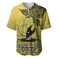 Personalised Papua New Guinea National Capital District Baseball Jersey PNG Birds Of Paradise Polynesian Arty Style LT03 Yellow - Polynesian Pride