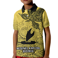 Personalised Papua New Guinea National Capital District Kid Polo Shirt PNG Birds Of Paradise Polynesian Arty Style LT03 Kid Yellow - Polynesian Pride
