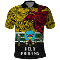 Papua New Guinea Hela Province Polo Shirt PNG Birds Of Paradise Polynesian Arty Style LT03 Yellow - Polynesian Pride