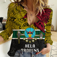 Personalised Papua New Guinea Hela Province Women Casual Shirt PNG Birds Of Paradise Polynesian Arty Style LT03 Female Yellow - Polynesian Pride