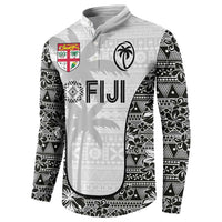 Custom Fiji Pacific Rugby 2024 Button Sweatshirt Tapa Tribal and Fijian Masi Pattern