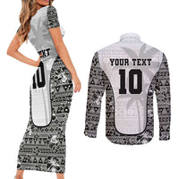 Custom Fiji Pacific Rugby 2024 Couples Matching Short Sleeve Bodycon Dress and Long Sleeve Button Shirt Tapa Tribal and Fijian Masi Pattern