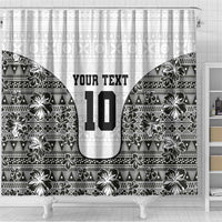 Custom Fiji Pacific Rugby 2024 Shower Curtain Tapa Tribal and Fijian Masi Pattern