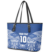 Custom Samoa Pacific Rugby 2024 Leather Tote Bag Polynesian Pacific Tribal Pattern