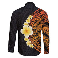 Hawaiian Tropical Plumeria Art Polynesian Tattoo Family Matching Short Sleeve Bodycon Dress and Hawaiian Shirt Black and Autumn Color Theme LT03 - Polynesian Pride