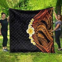 Hawaiian Tropical Plumeria Art Polynesian Tattoo Quilt Black and Autumn Color Theme