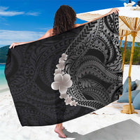 Hawaiian Tropical Plumeria Art Polynesian Tattoo Sarong Grayscale Color