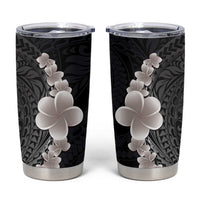 Hawaiian Tropical Plumeria Art Polynesian Tattoo Tumbler Cup Grayscale Color