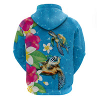 Hawaiian Tropical Flower and Honu Under Blue Water Hoodie LT03 - Polynesian Pride