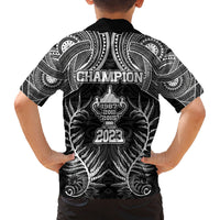 New Zealand Rugby Family Matching Off Shoulder Short Dress and Hawaiian Shirt Aotearoa Champion Cup History with Silver Fern LT03 - Polynesian Pride