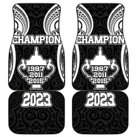 New Zealand Rugby Car Mats Aotearoa Champion Cup History with Haka Dance LT03 Black - Polynesian Pride