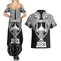 New Zealand Rugby Couples Matching Summer Maxi Dress and Hawaiian Shirt Aotearoa Champion Cup History with Haka Dance LT03 - Polynesian Pride